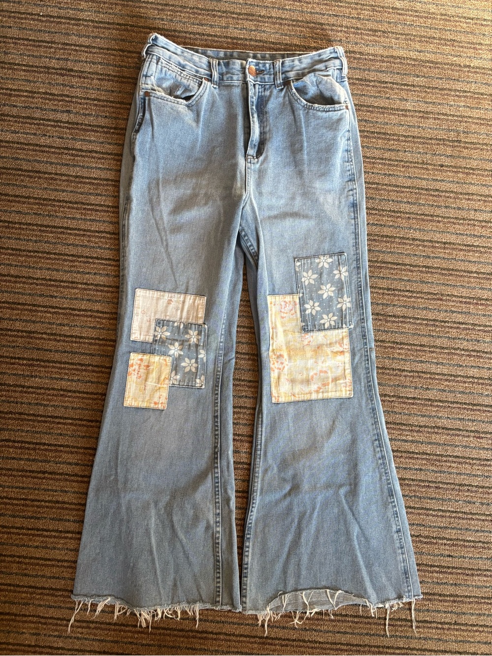 Wrangler Light Blue Patchwork Flared Jeans